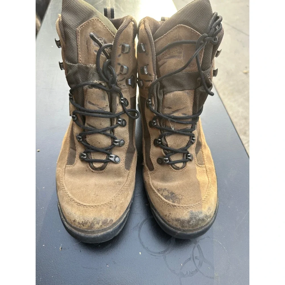 Cabelas Dry-Plus Mens Hiking Boots Tan Brown Suede Mid Top Hunting 12 D 81-2860